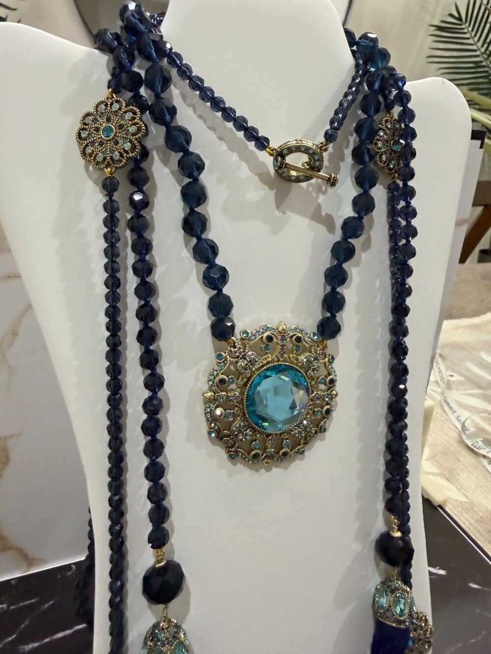 HEIDI DAUS "HOW SUITE IT IS" 3-STRAND NECKLACE | BLUE/AQUA | NWOT - Picture 4 of 15